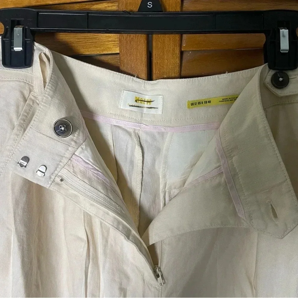Meave By Anthropologie Long Lined Linen Blend Ivory Shorts Size 8 - Picture 8 of 9